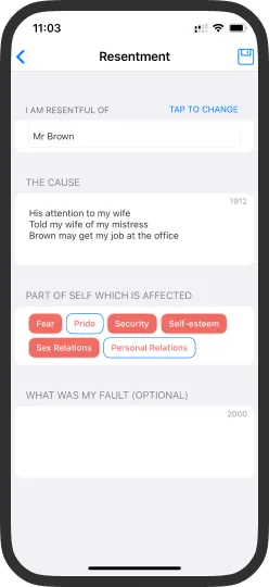 12 Step Toolkit app screen