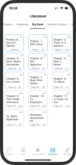 12 Step Toolkit app screen