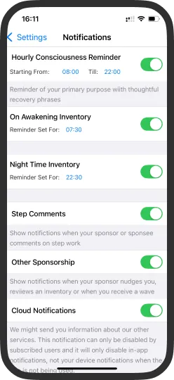 12 Step Toolkit app screen